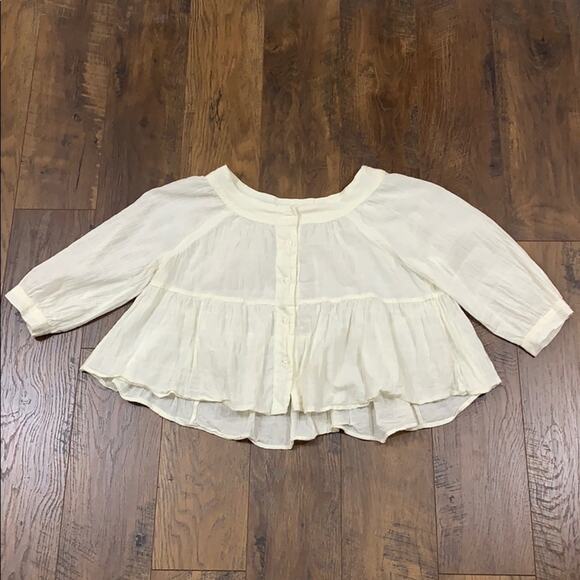 Free People Sea to Shore Ivory Cropped Blouse - Picture 3 of 7